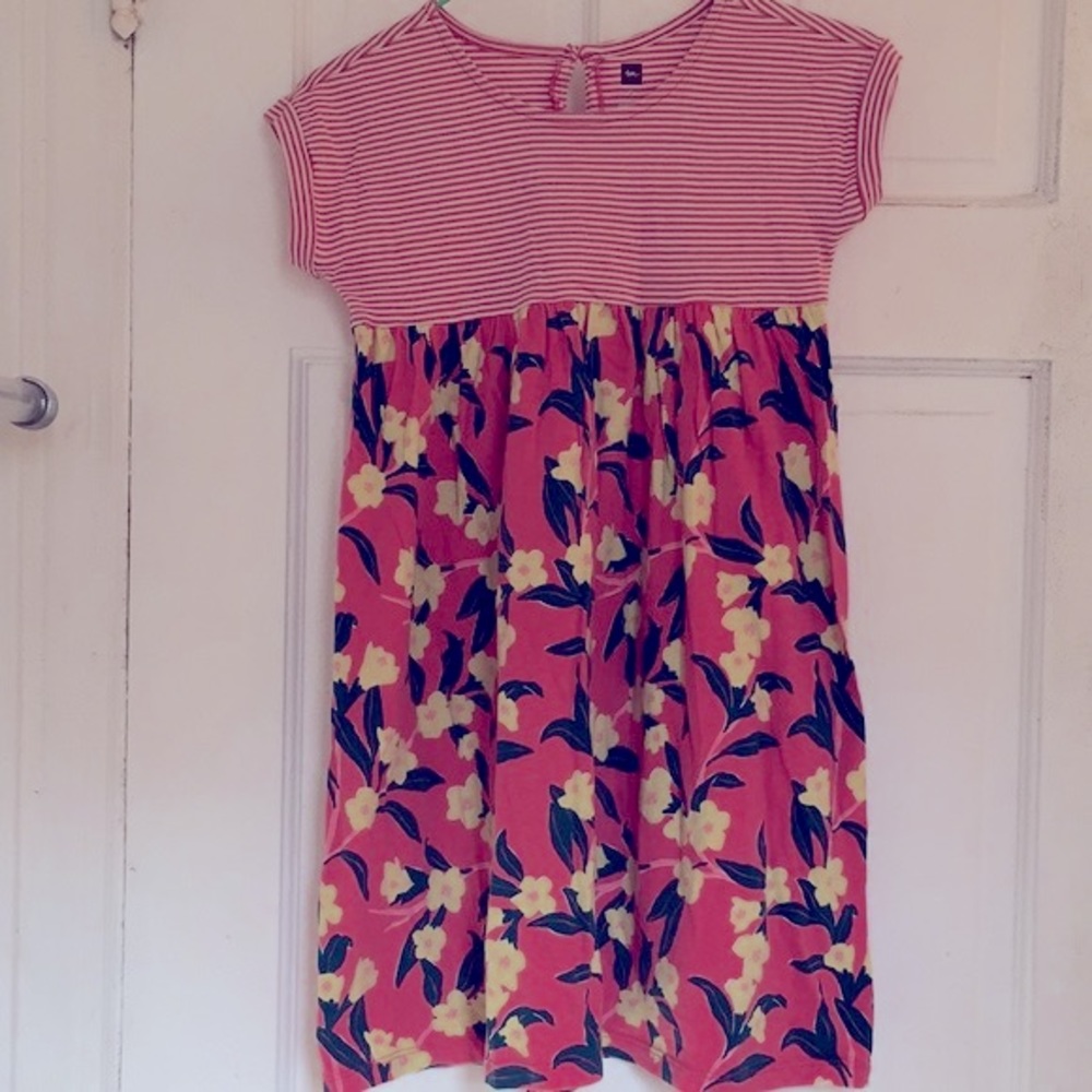 Tea Collection girls floral and striped dress in size 7